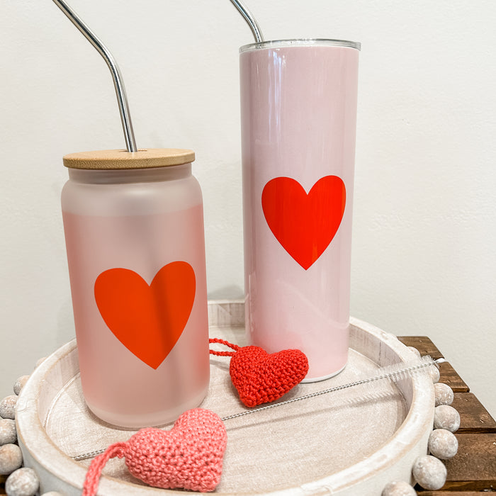 Red Heart on Pink Tumbler