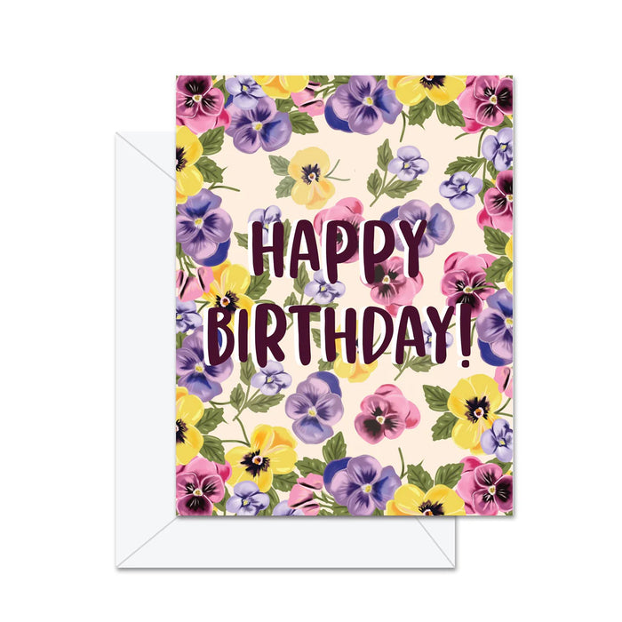 Pansies Happy Birthday Card