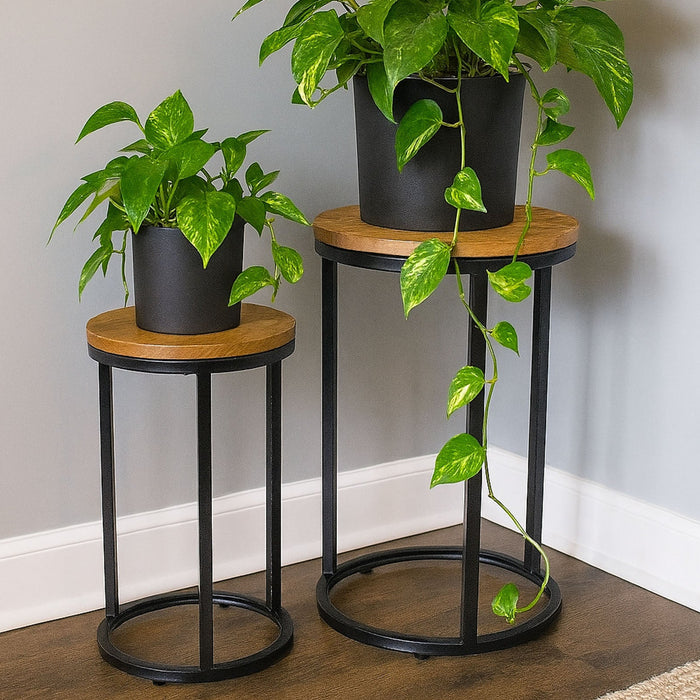 Wood & Metal Plant Stand