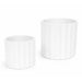 Two white ceramic planters on a white background