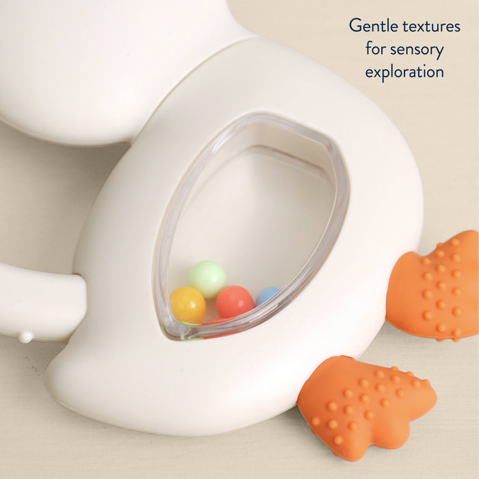 Bitzy Shake™ - Silicone Teether with Rattle: Goose