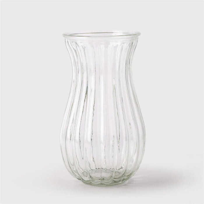Ribbed Wide Glass Vase