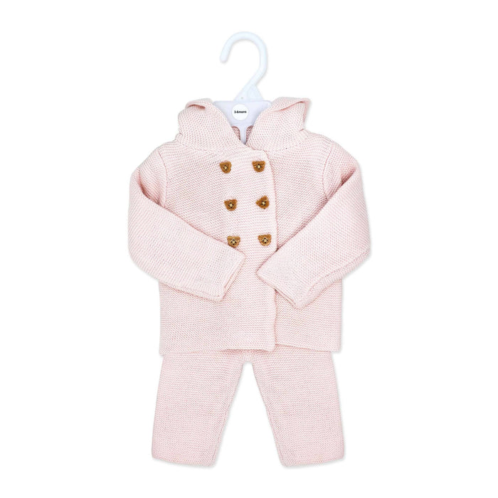 2pc Knitted Set Hooded Jacket And Trouser Pink
