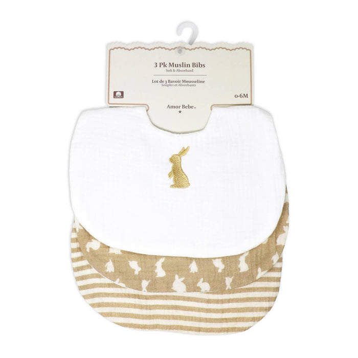 3pcs Muslin Bibs
: Tan Bunnies