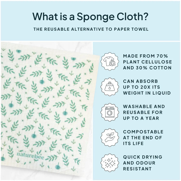 Mini Floral Green Sponge Cloth