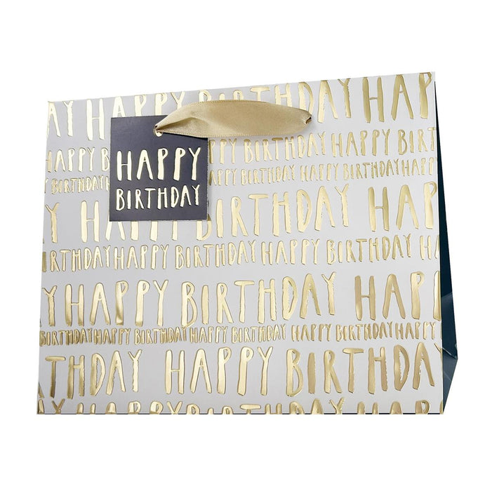 Happy Birthday Gold Matte Gift Bag