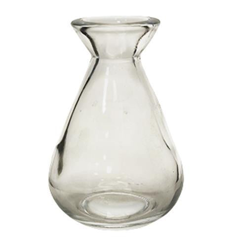 Clear glass vase on a white background