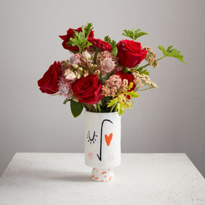 Footed Heart Vase