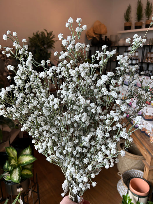 35" Tall White Baby's Breath Spray. Faux. Can be shorten if preferred.