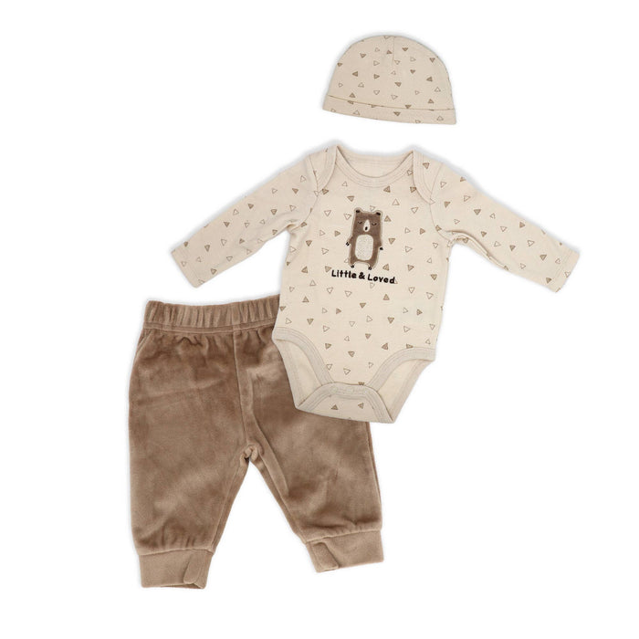 3 pc Plush Pant Set: Brown Bear