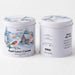 Two white metal tea tins shown on a clean white background, one displaying the front label with a winter village illustration and the word 'BISOU', and the other showing the side/back with product details and text for 'Earl Grey Cream'.