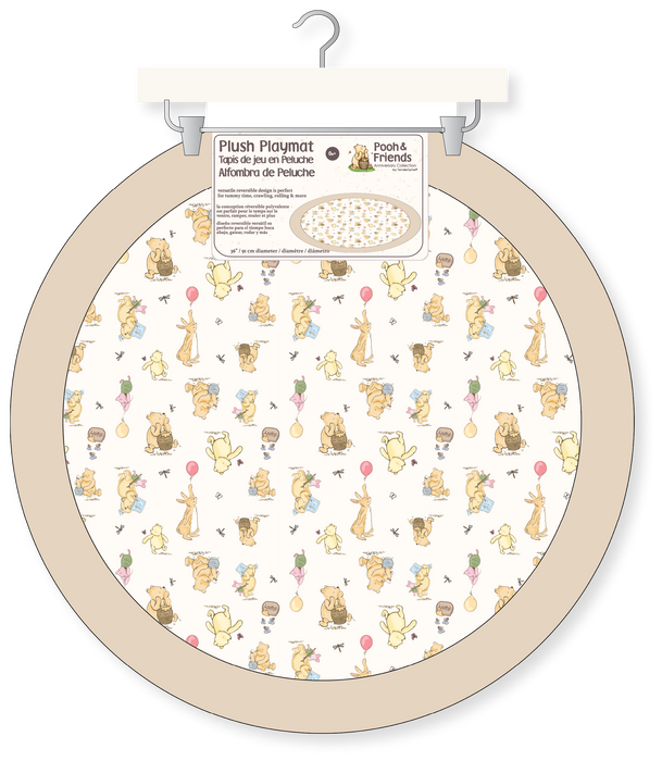 Reversible Stuffed Playmat: Pooh Bear Tan Balloons