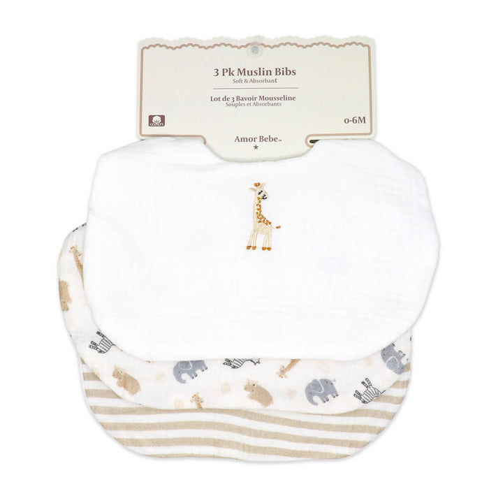 3pcs Muslin Bibs
: Ivory Giraffe