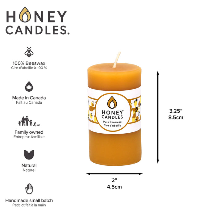 3.25" Small Pillar Beeswax Candle