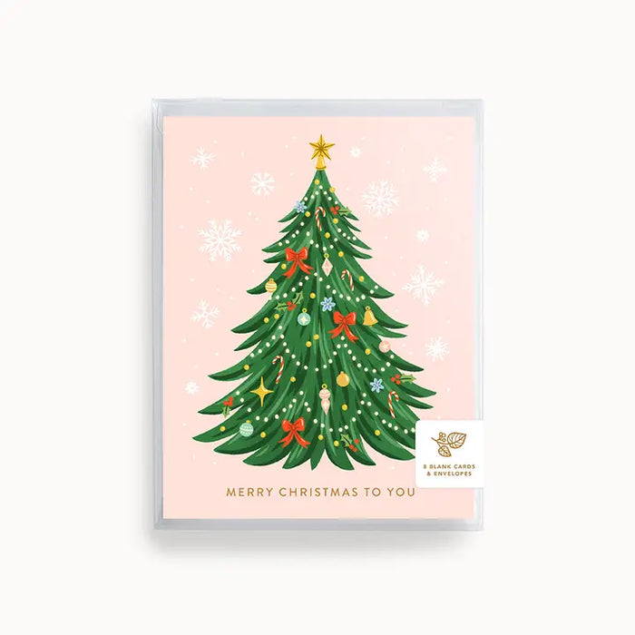 Merry Christmas Tree Cards Box of 8