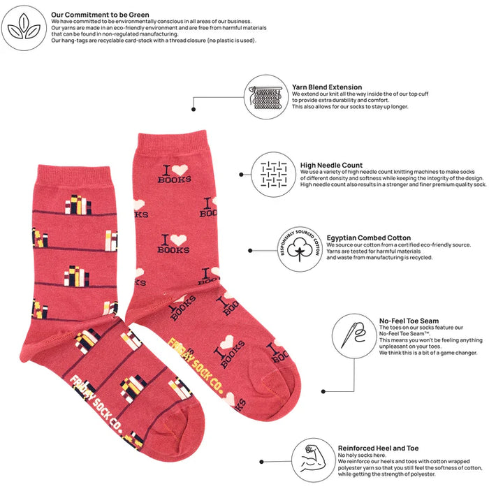 Women's Socks I Love Books
