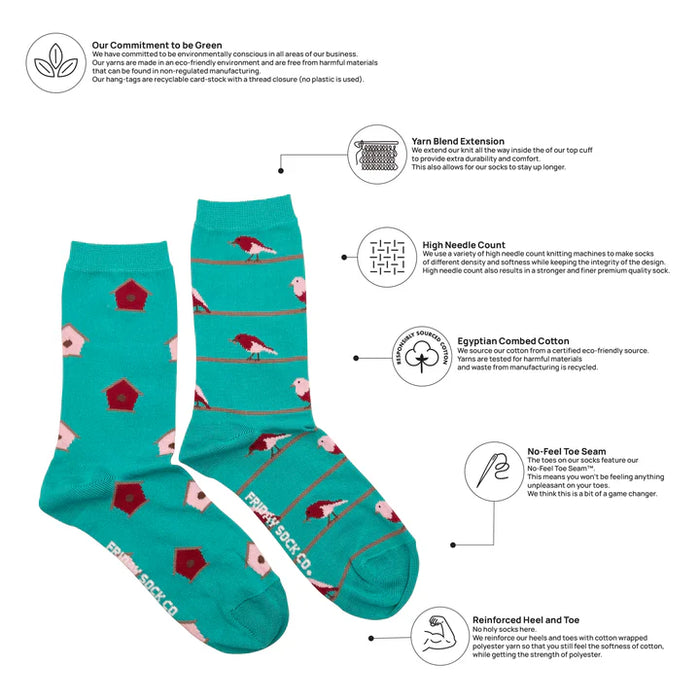 Women's Socks Birds & Birdhouse
