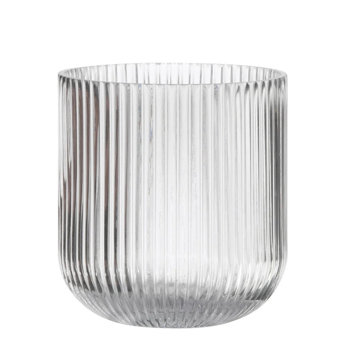 Clear Glass Vase Ribbed Sides