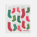 Washcloth with red and green socks pattern on a white background