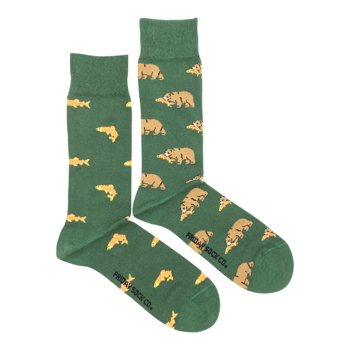 Men's Socks Grizzly Bear & Salmon