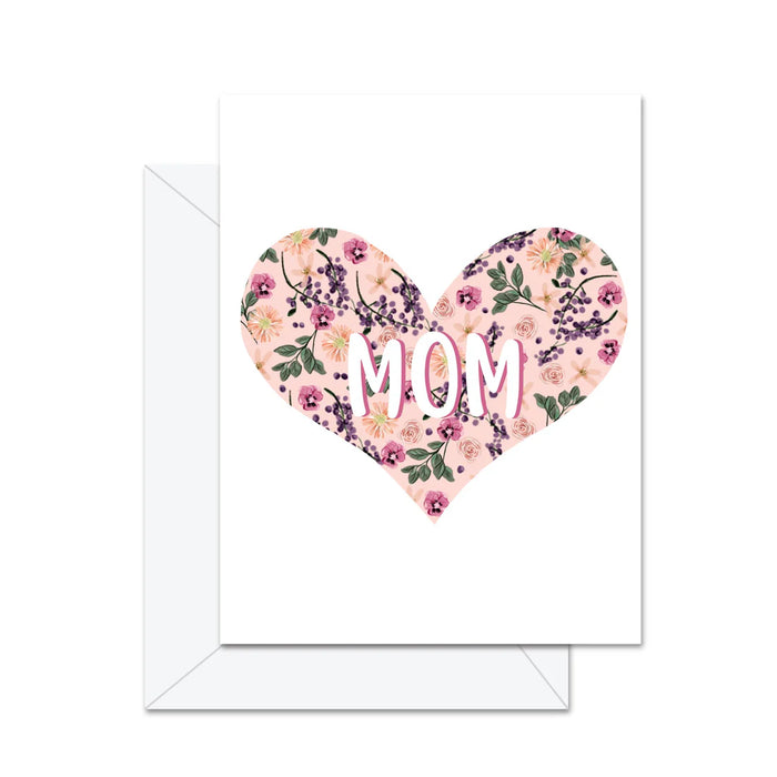 mom greeting card floral heart design