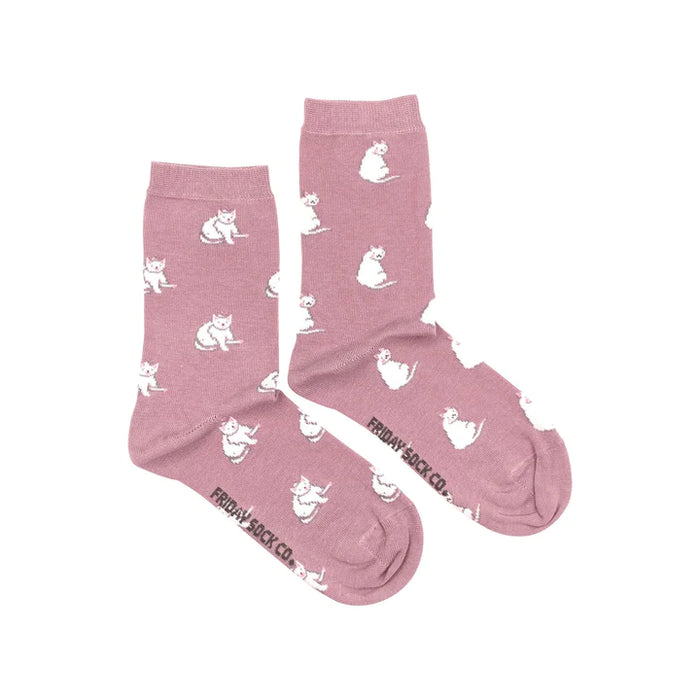 Women's Socks White Cat