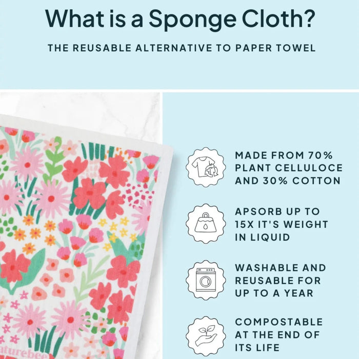 Pink Floral Sponge Cloth