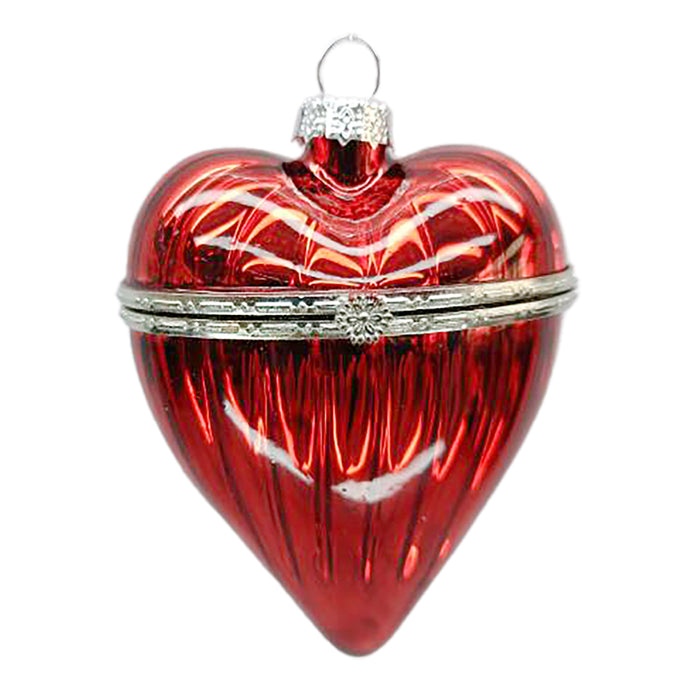 Glass Ornament Red Heart Box