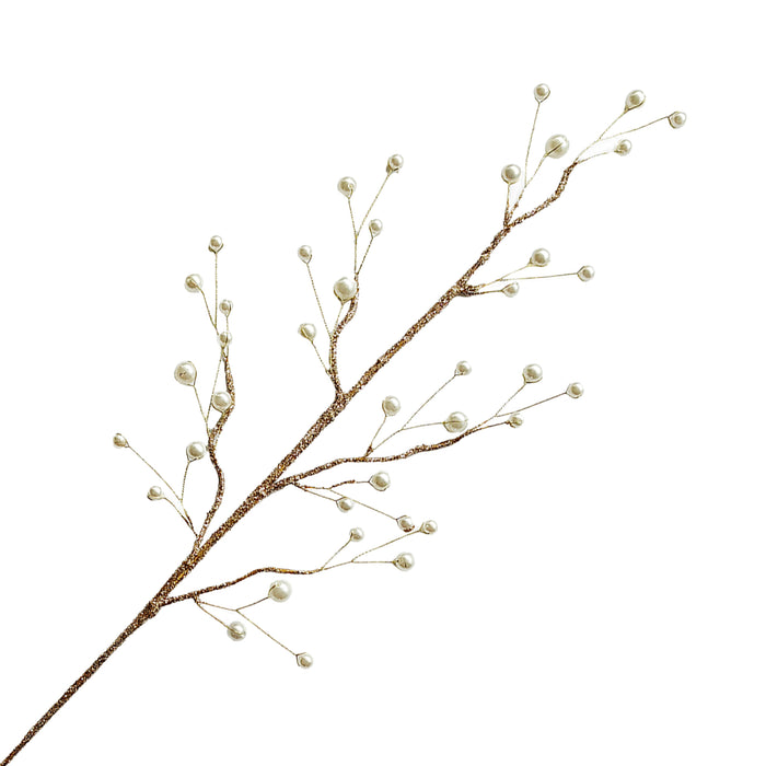 Spray Pearl Beads with Gold Glitter 24.5"