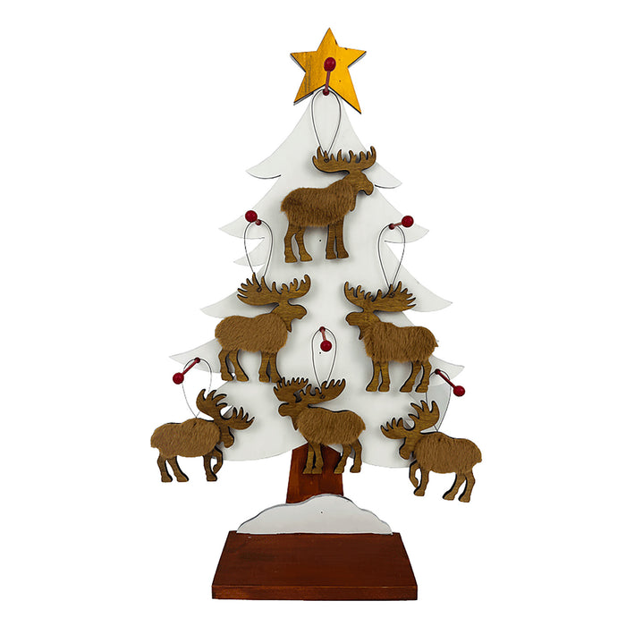 Wooden Moose Fur Ornament