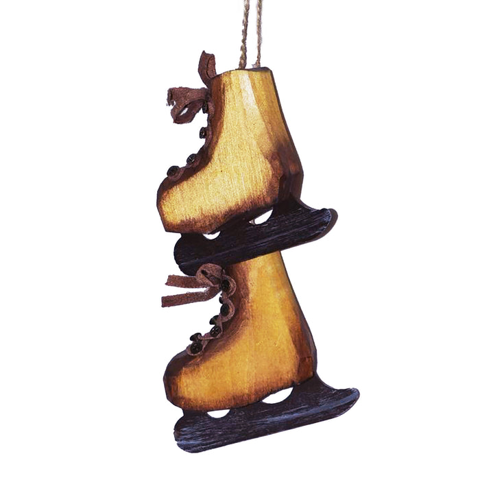 Wooden Ice Skates Ornament 3"