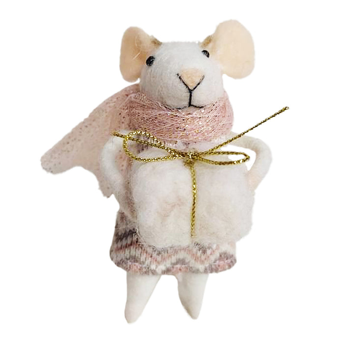 Wool Mouse Pink Dress Gift Box Ornament