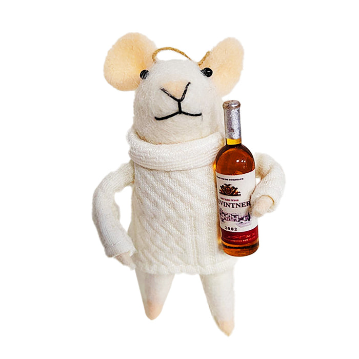 Wool Mouse Wine Bottle Ornament