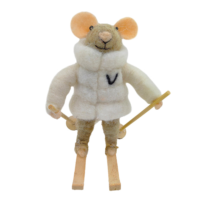 Wool Mouse Skiing Ornament
