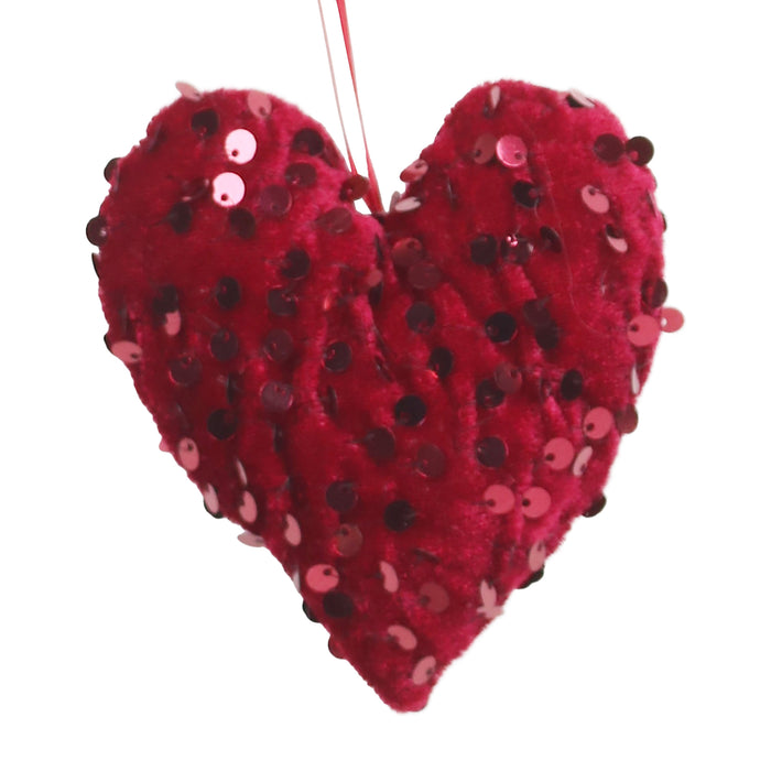 Fabric Sequin Heart Ornament