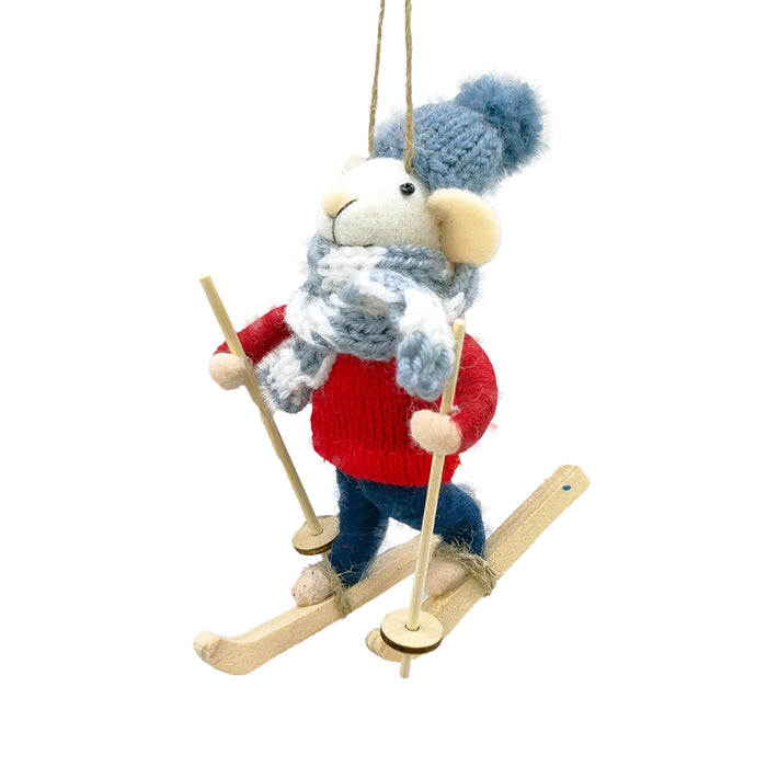 Wool Mouse Skiing Red/Blue