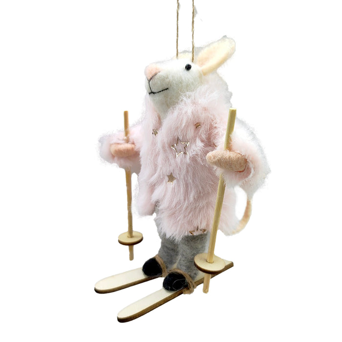 Wool Mouse Skiing Ornament