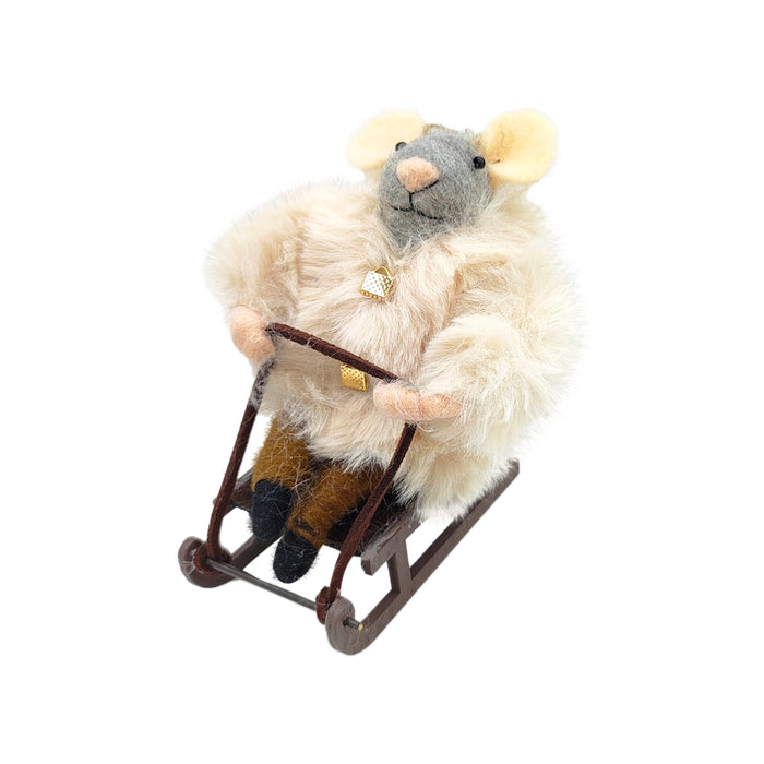 Wool Mouse Sledding Ornament