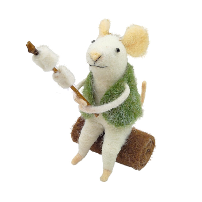 Wool Mouse Roasting Marshmallows Ornament