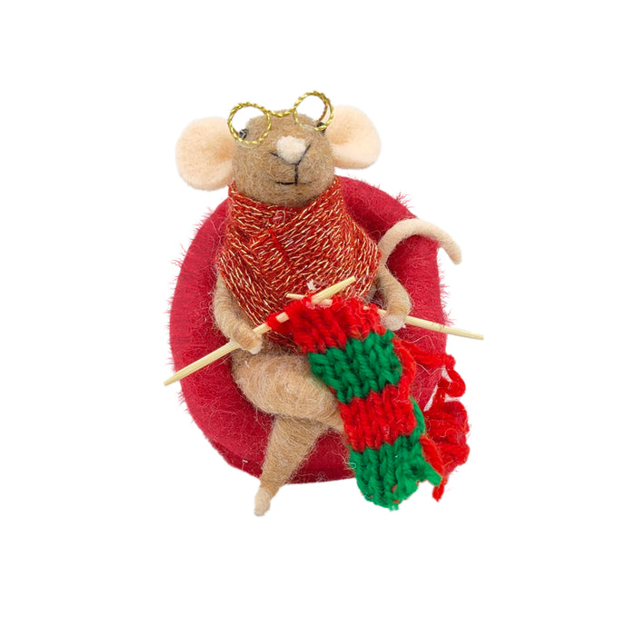 Wool Mouse Knitting Ornament