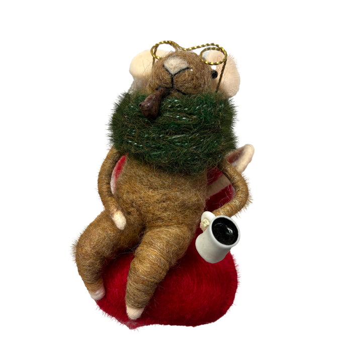 Wool Mouse on Sofa Ornament