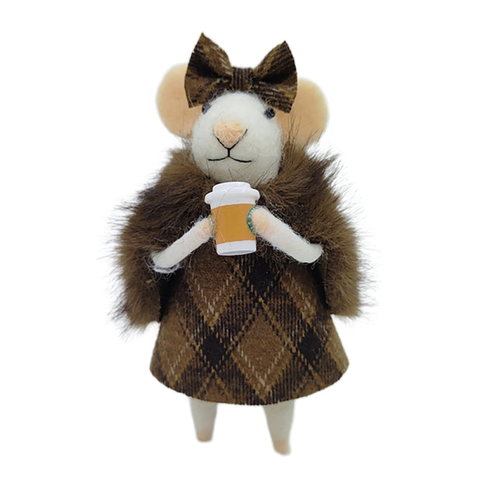 Wool Mouse Holding a Coffee