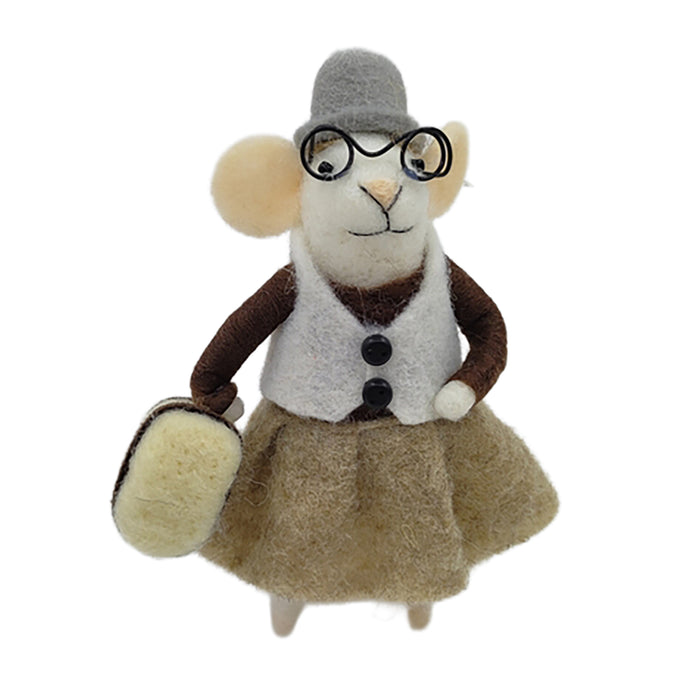 Wool Mouse Brown Dress with glasses