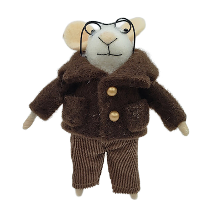 Wool Mouse Brown Coat with glasses