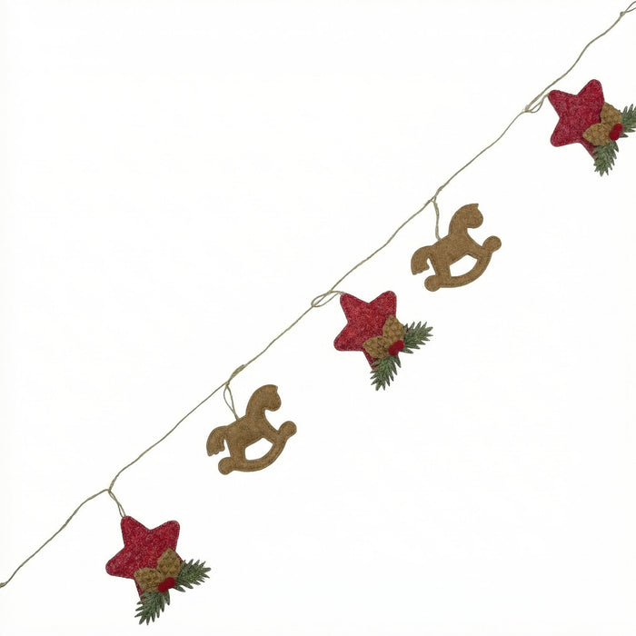 Felt Garland Festive Star Horse 53" Length