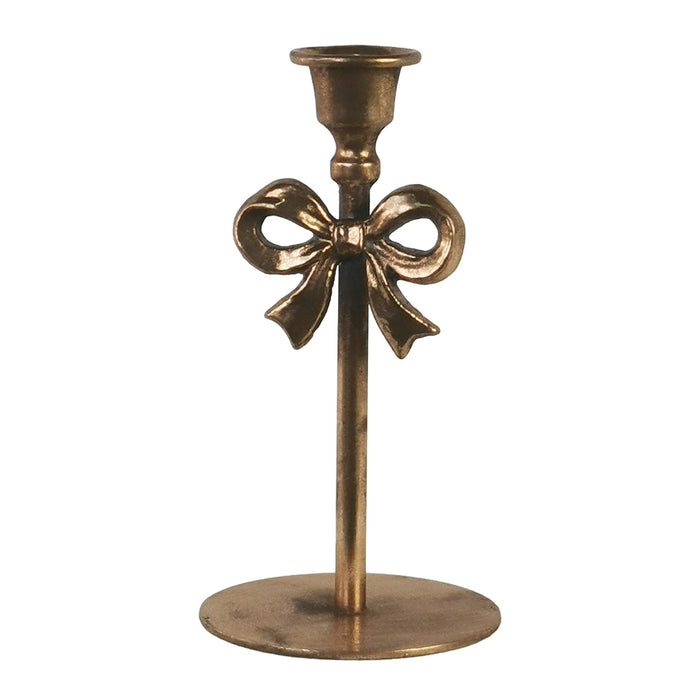 Antique Bronze Ribbon Taper Candle Holder