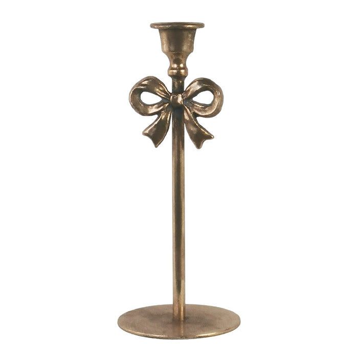 Antique Bronze Ribbon Taper Candle Holder