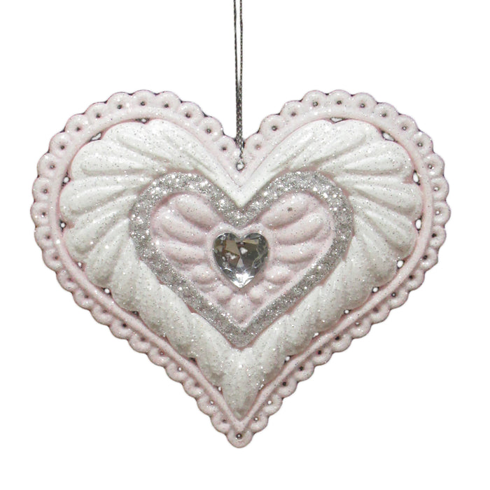 Pink and White Ice Heart Ornament