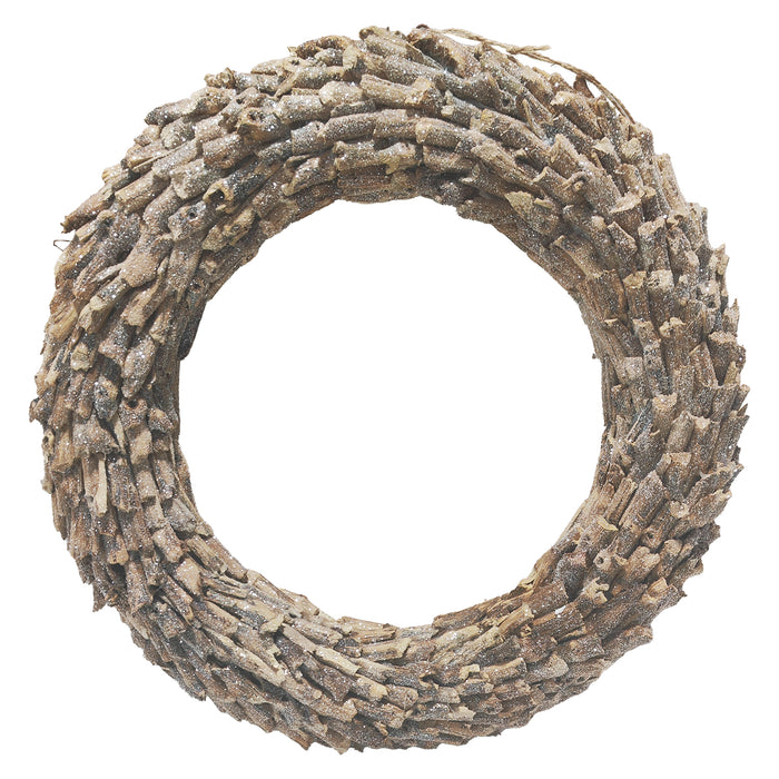 Wreath Rattan Frosted Birch