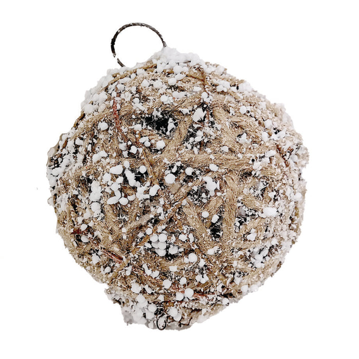 Natural Jute Ornament with Snow
